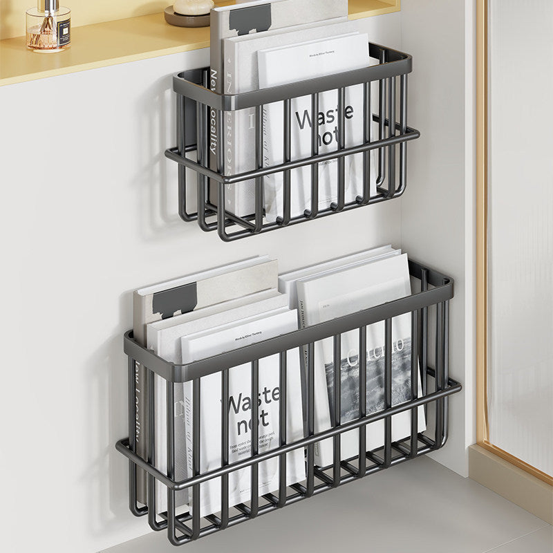 Slim Modular Wall-Mounted Rust-Resistant Metal Magazine and Document Basket