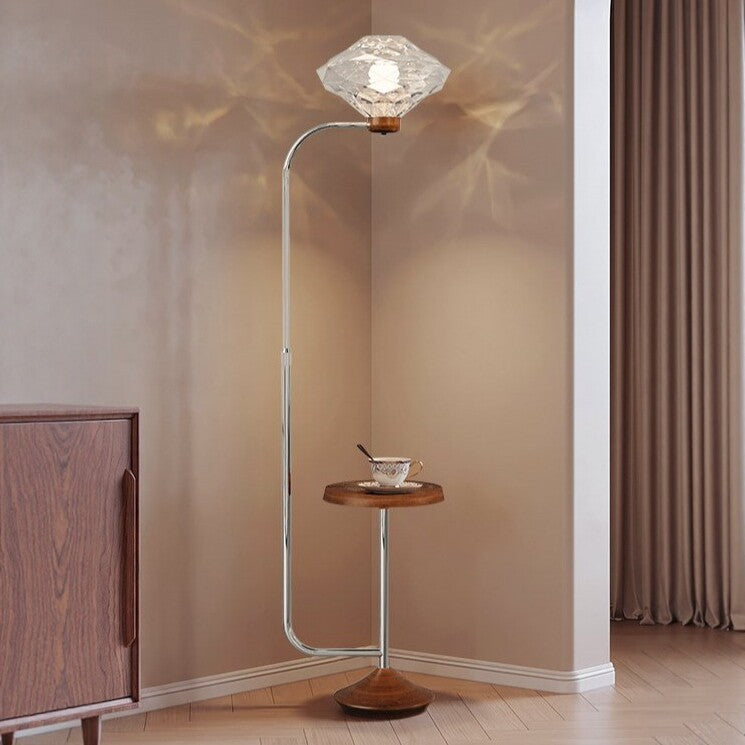 Modern stylish floor lamp with integrated side table