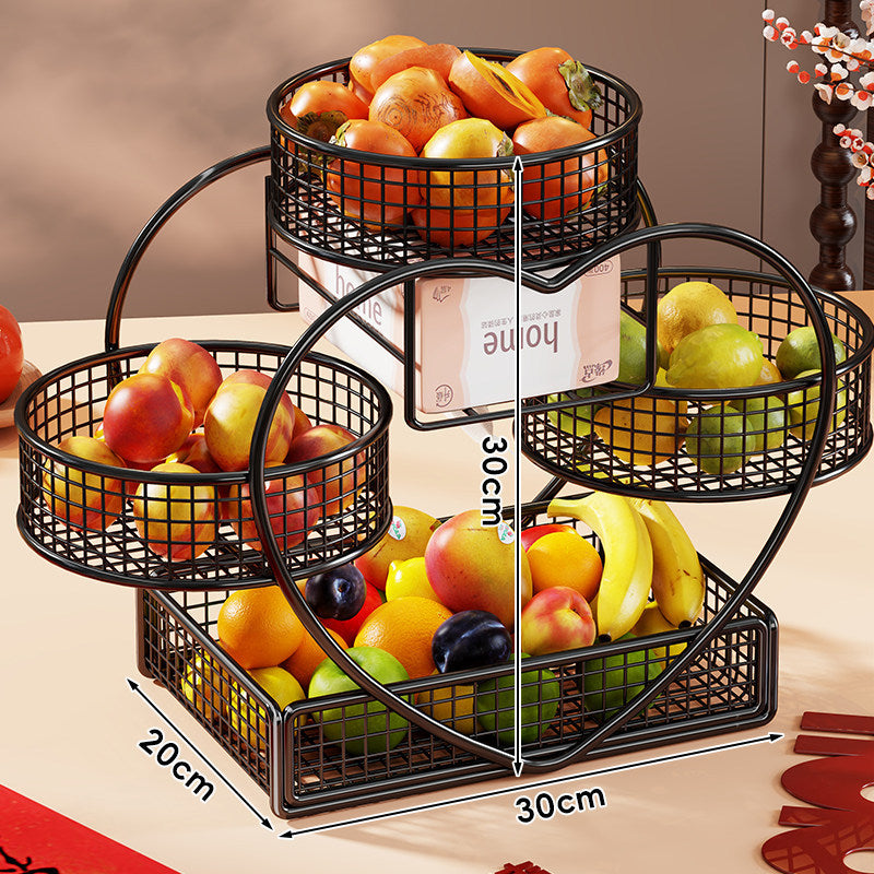 Heart Shaped Three Tier Metal Fruit Basket Organizer