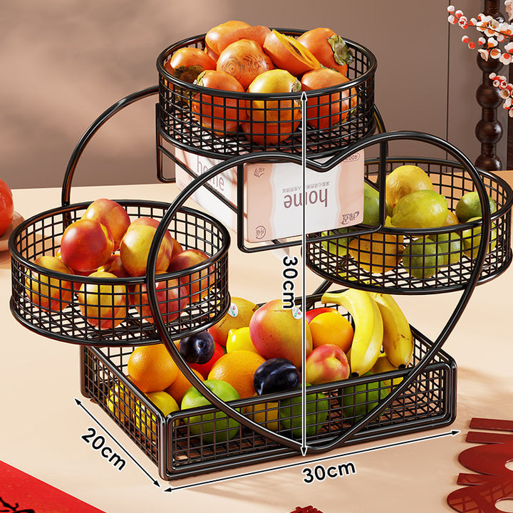 Heart Shaped Three Tier Metal Fruit Basket Organizer