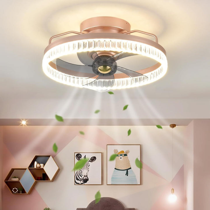 Modern Crystal Ring Ceiling Fan Light Fixture