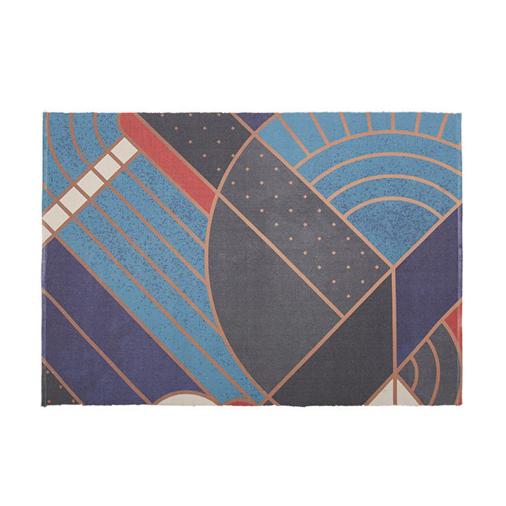 Round Decorative Living Room Carpet with Modern Geometric Pattern