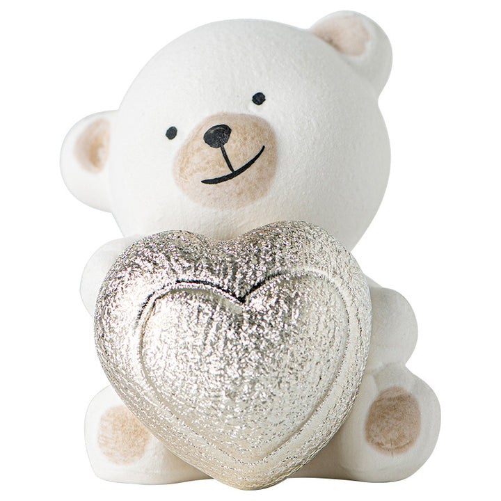 Kawaii Bear Figurine with Heart