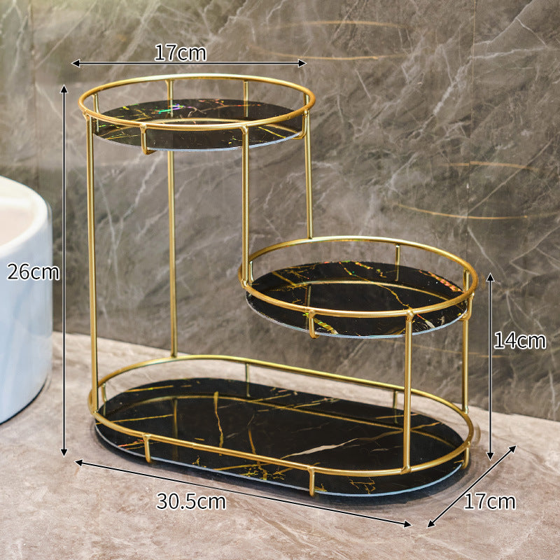 Elegant 2-tier storage basket made of marble
