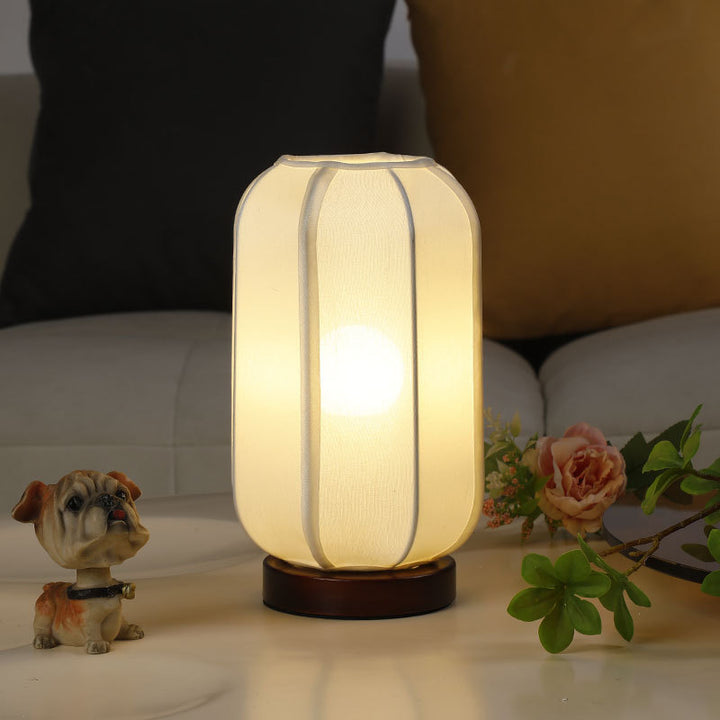 Linen Lantern Style Nightstand Lamp