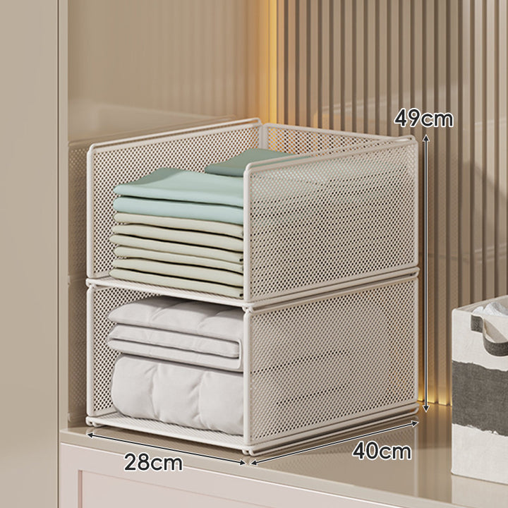 Perforated Steel Fabric Storage Basket with Raised Sliding Base