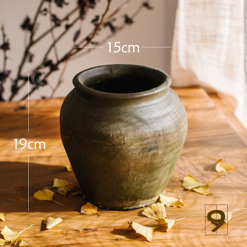 Rustic ceramic pot with handmade design
