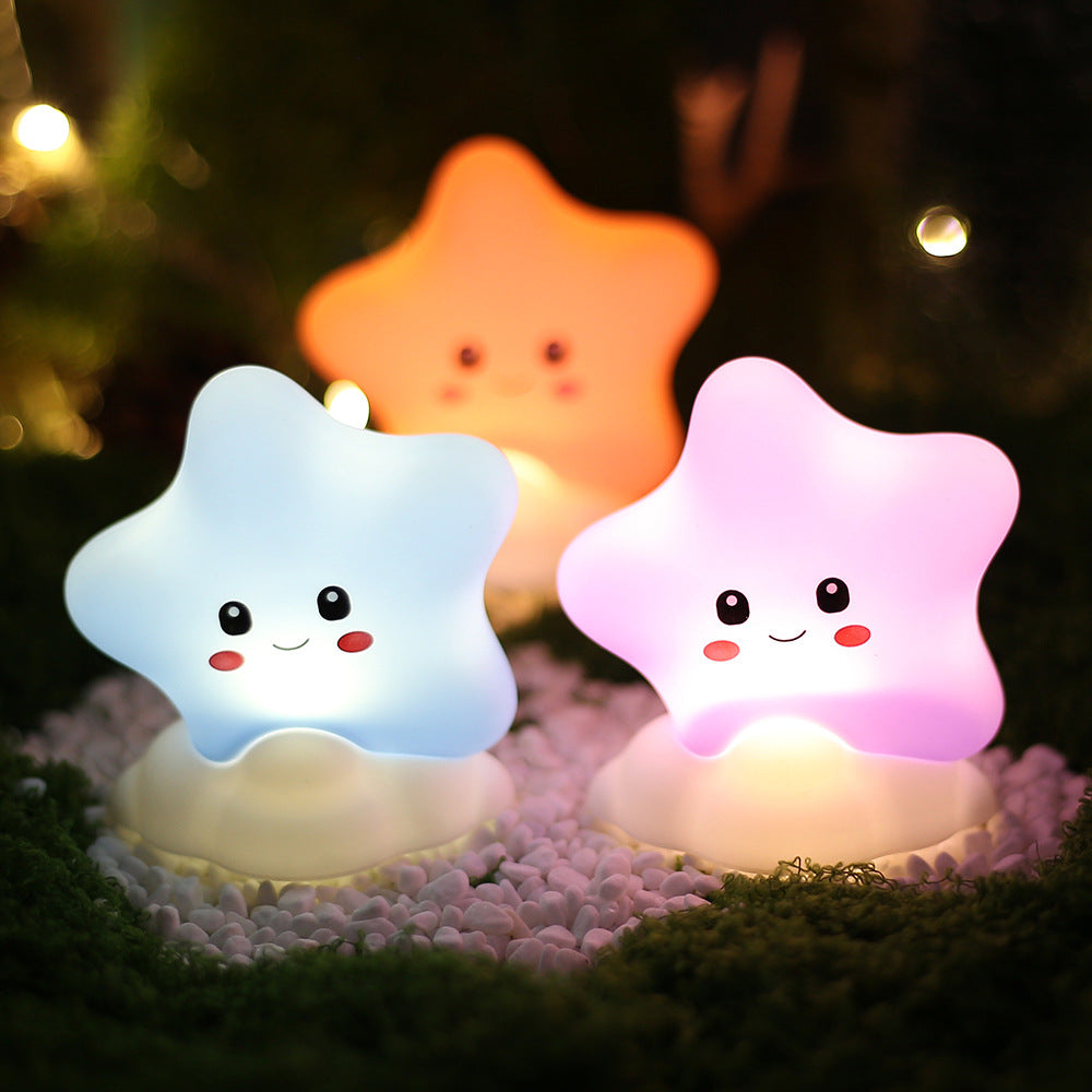 Star-shaped Silicone Touch Night Light with Cloud Base