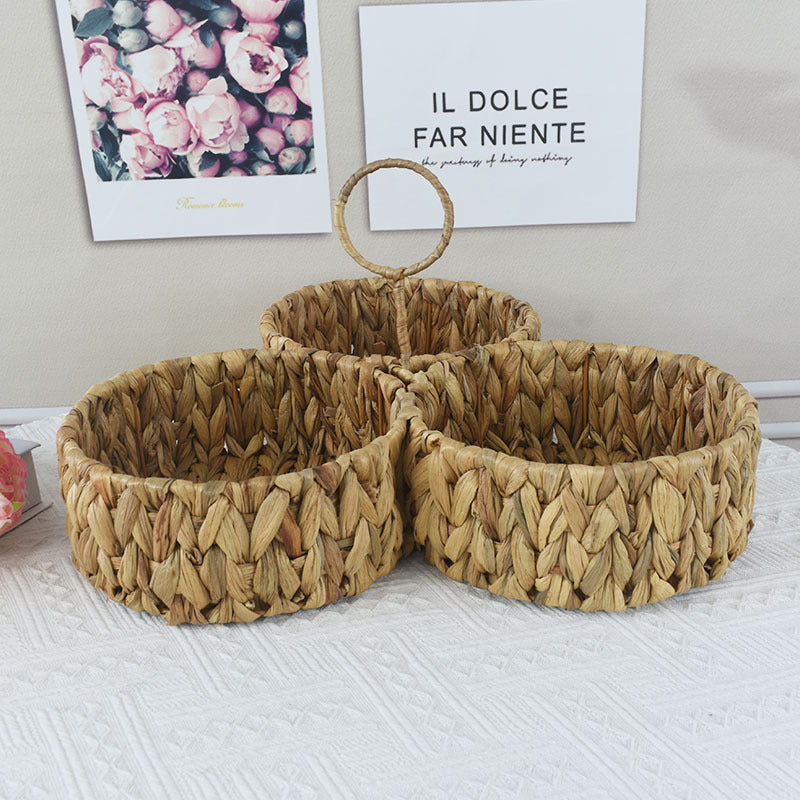 Multi-Sectional Handcrafted Woven Storage Basket