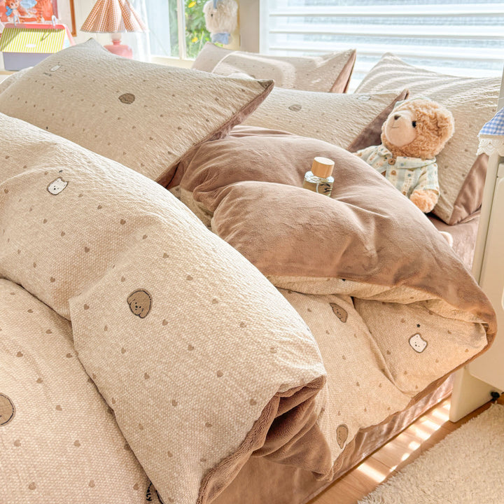Playful Cartoon Print Duvet Cover Set