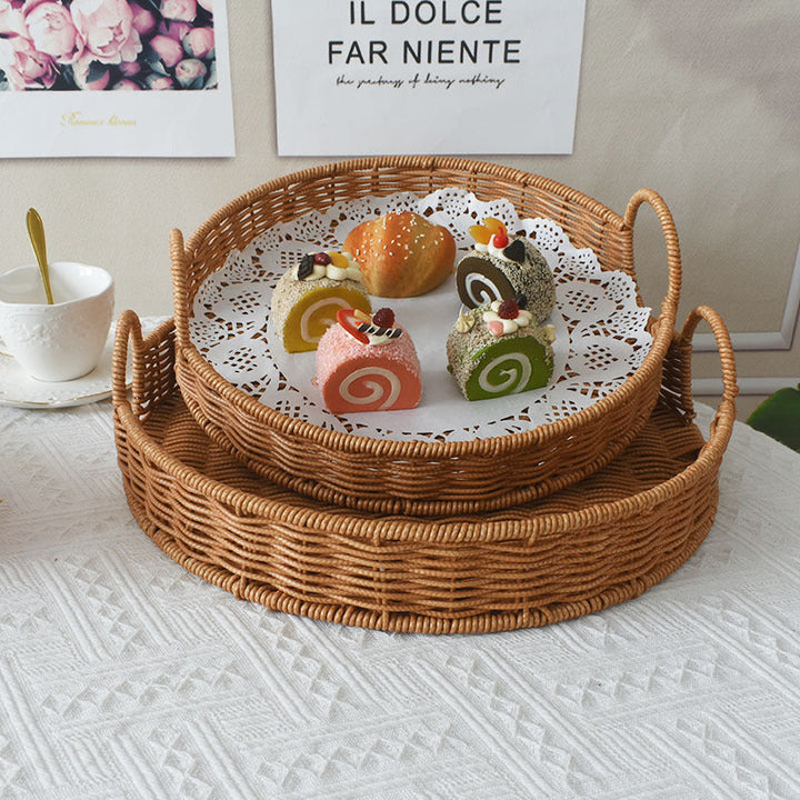 Round Rattan Serving Tray