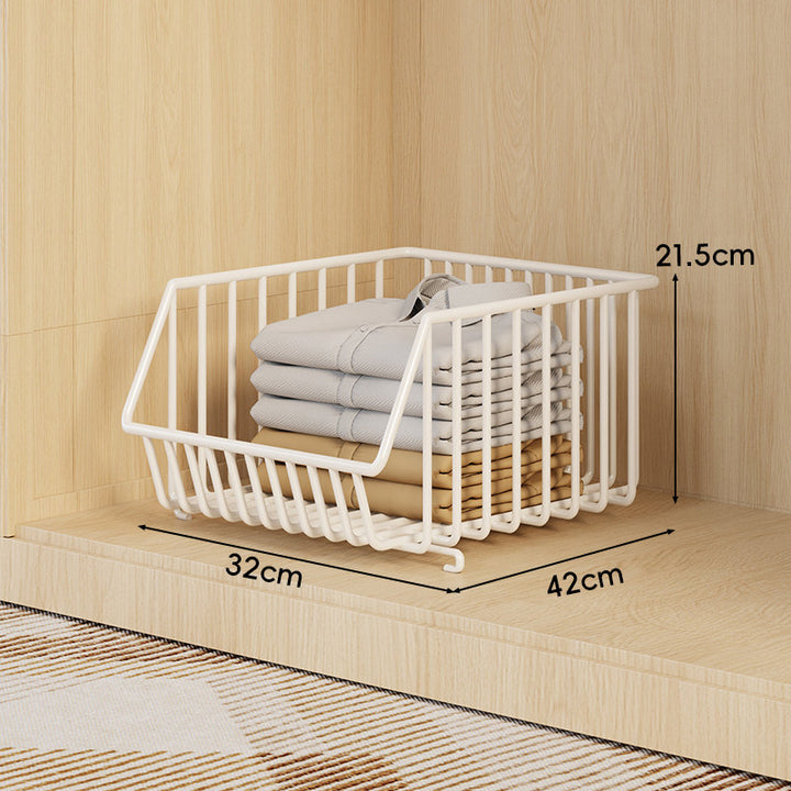 Three-Tier Stackable Wire Closet Basket Organizer