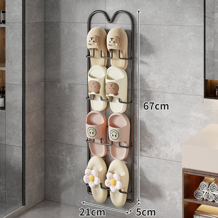Wall-Mounted Vertical Shower Slipper Rack Single-Pair Organizer
