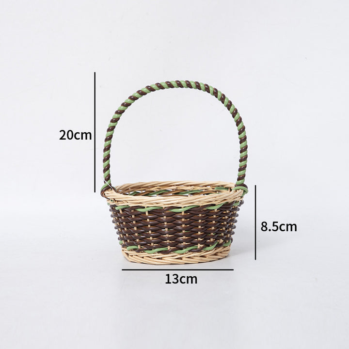 Braided storage basket with decorative cotton handles