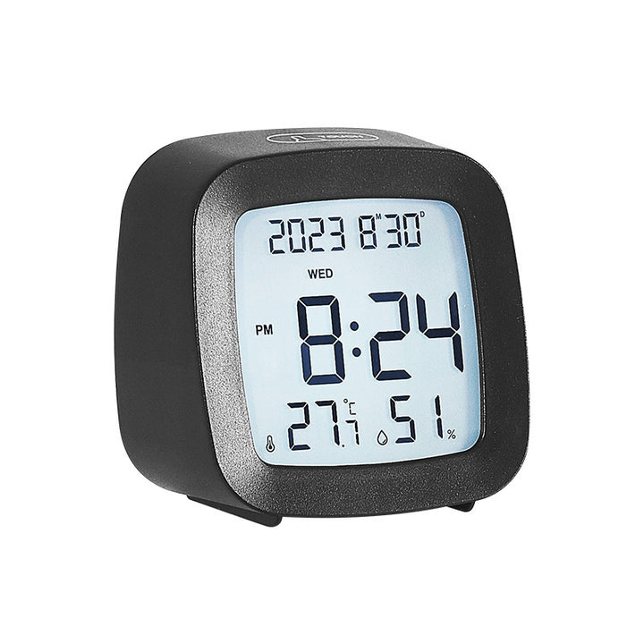 Digital alarm clock with temperature and hygrometer function