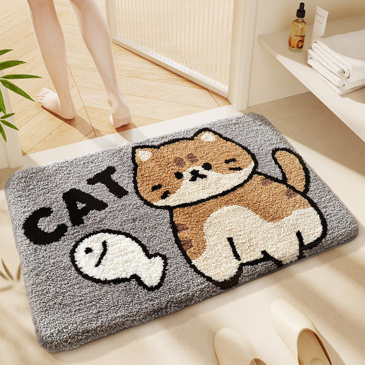 Cat-Themed Plush Bath Mat
