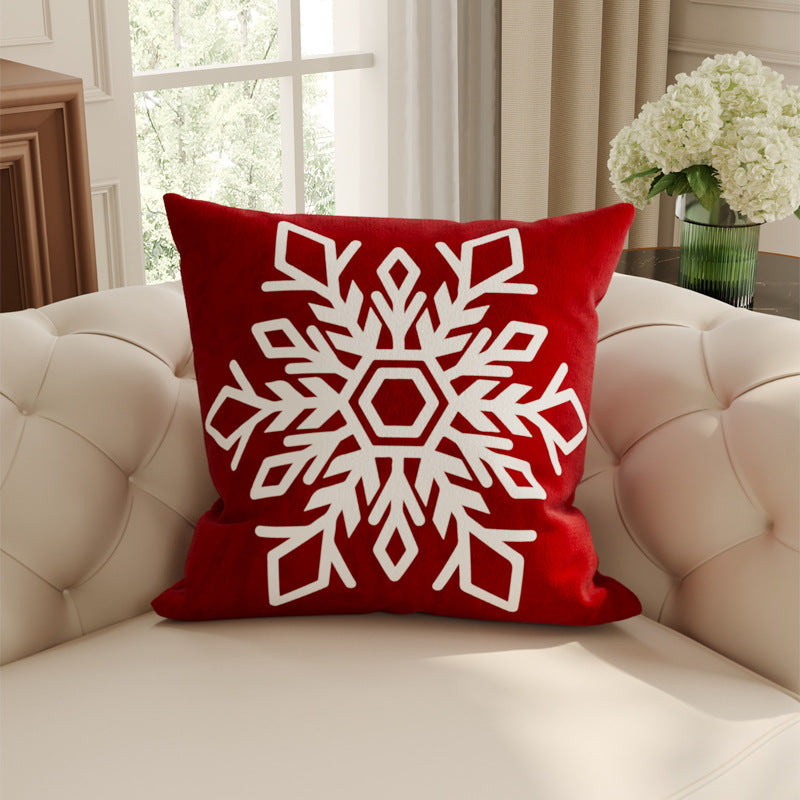 Festive Plush Decorative Throw Pillow Cover with Santa Illustration and Merry Christmas Script