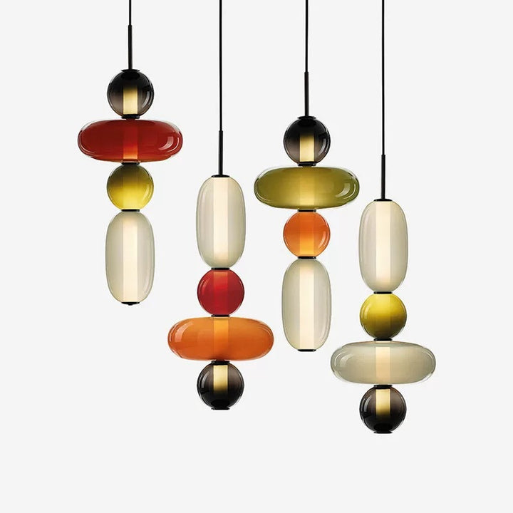 Stacked Orb Glass Pendant with Mixed Surface