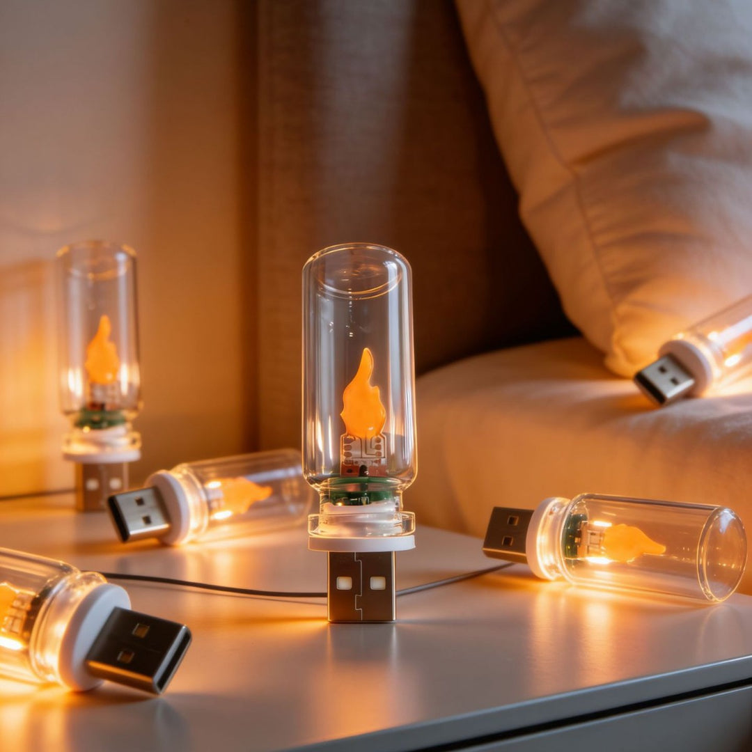 Realistic Flickering Flame LED Glass Tube Night Light