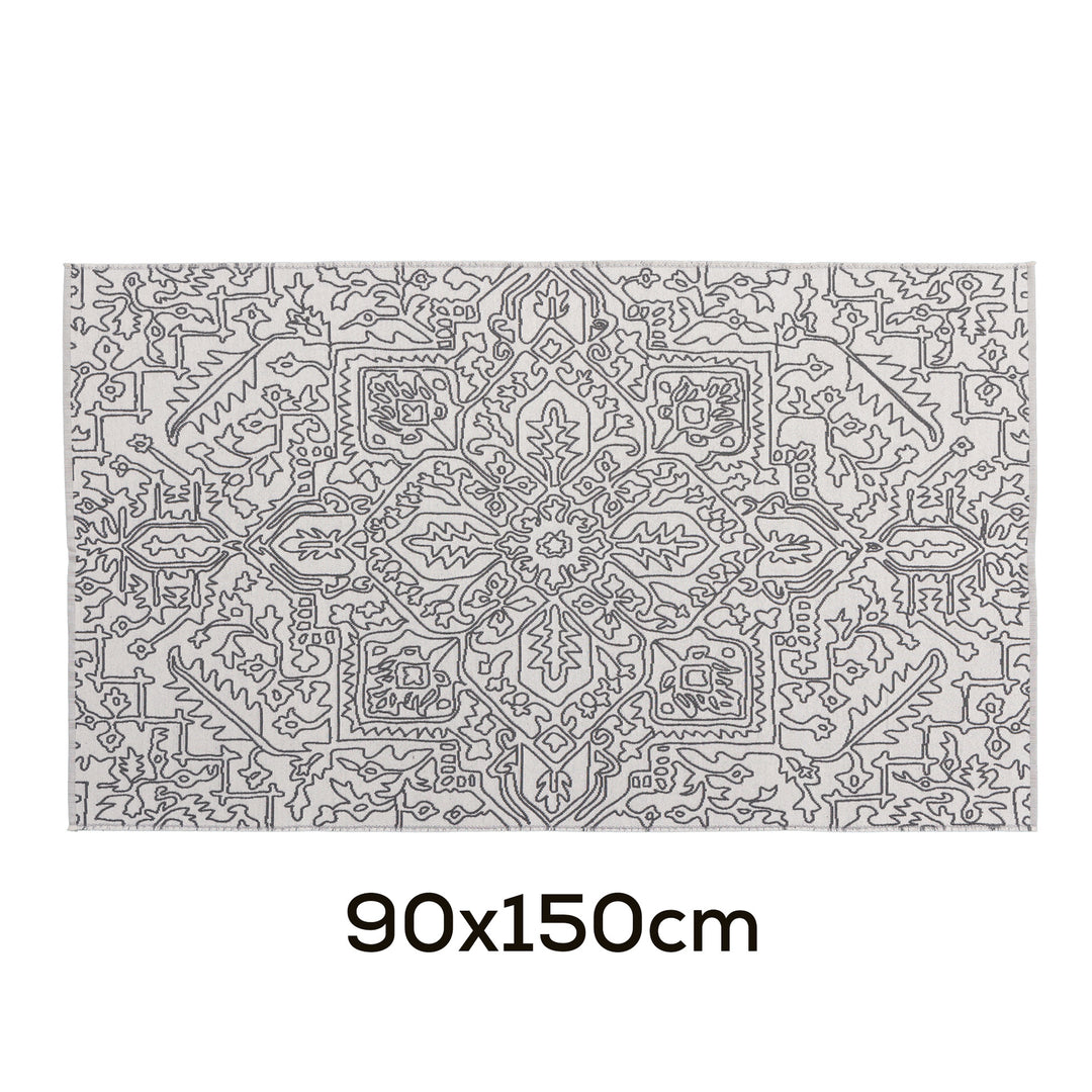 Modern flat-woven carpet runner with abstract geometric design