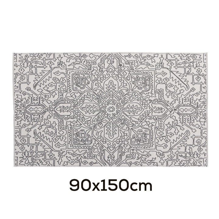 Modern flat-woven carpet runner with abstract geometric design