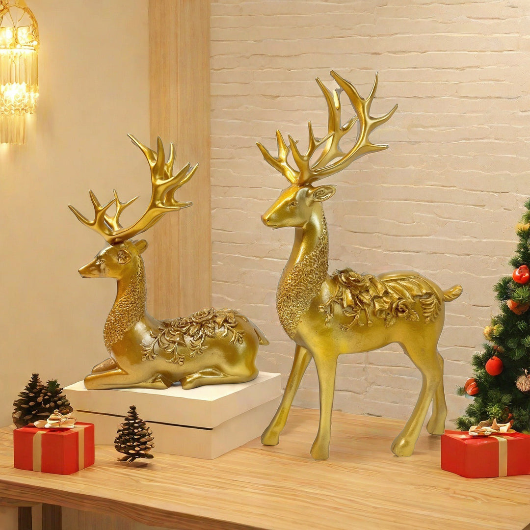 Artful decorative figure of a magnificent deer with floral details