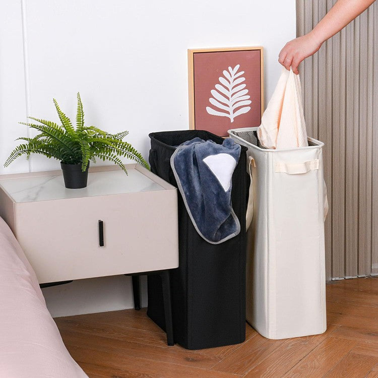 Foldable laundry basket with wheels and practical lid