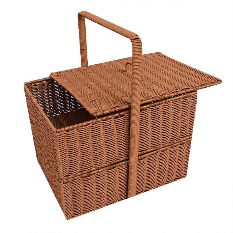Multi-Functional Woven Storage Basket with Lid