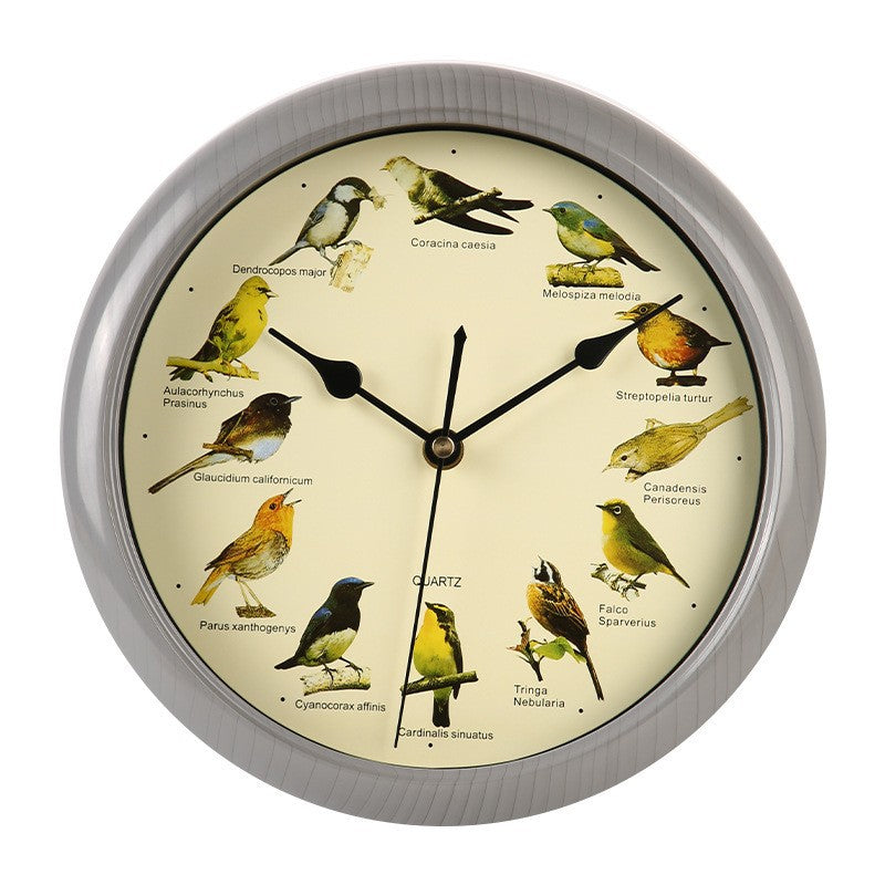 Wall clock with colorful bird design