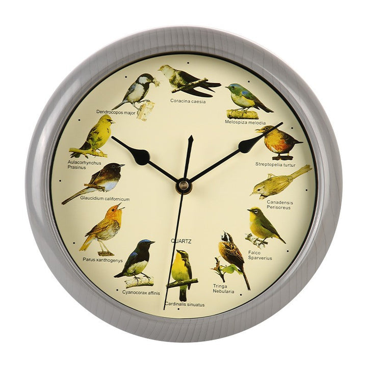 Wall clock with colorful bird design