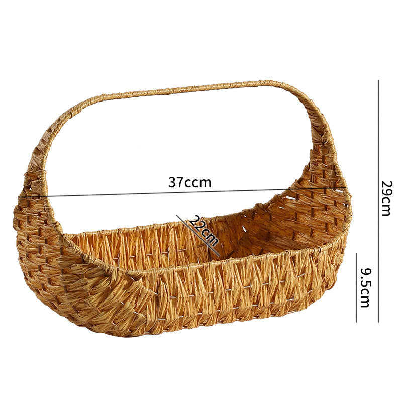 Hand-Woven Decorative Storage Basket With Handles