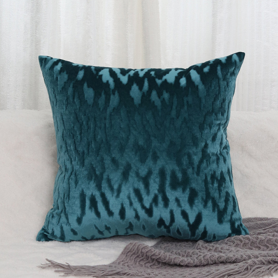 Plush Textured Velvet Square Throw Pillow Covers with Embossed Animal-Effect Jacquard