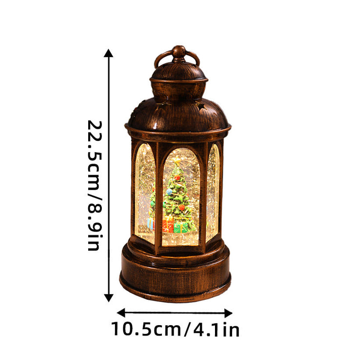 Illuminated Christmas lantern with Santa Claus scene