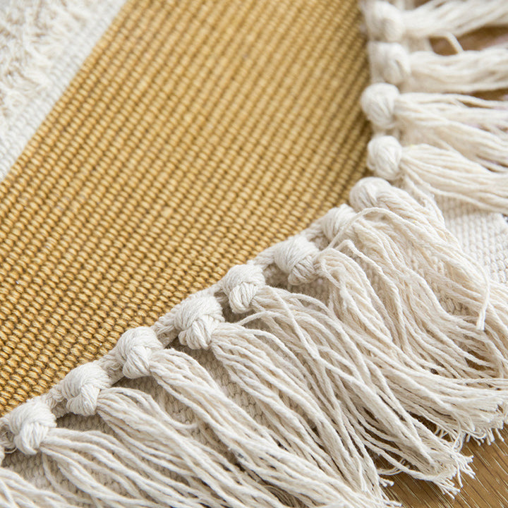 Woven Boho table runner with fringes and textured cotton look