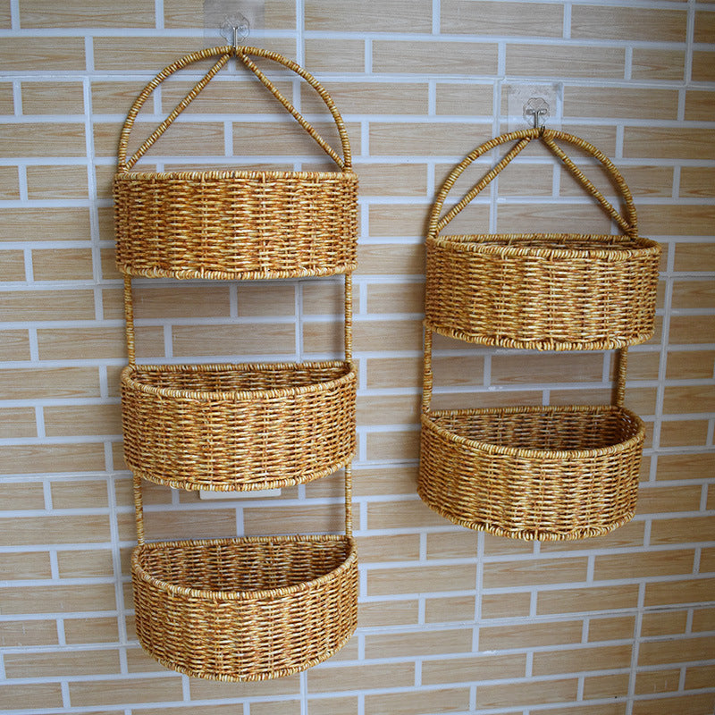 Multi-Tiered Woven Wall Hanging Storage Basket