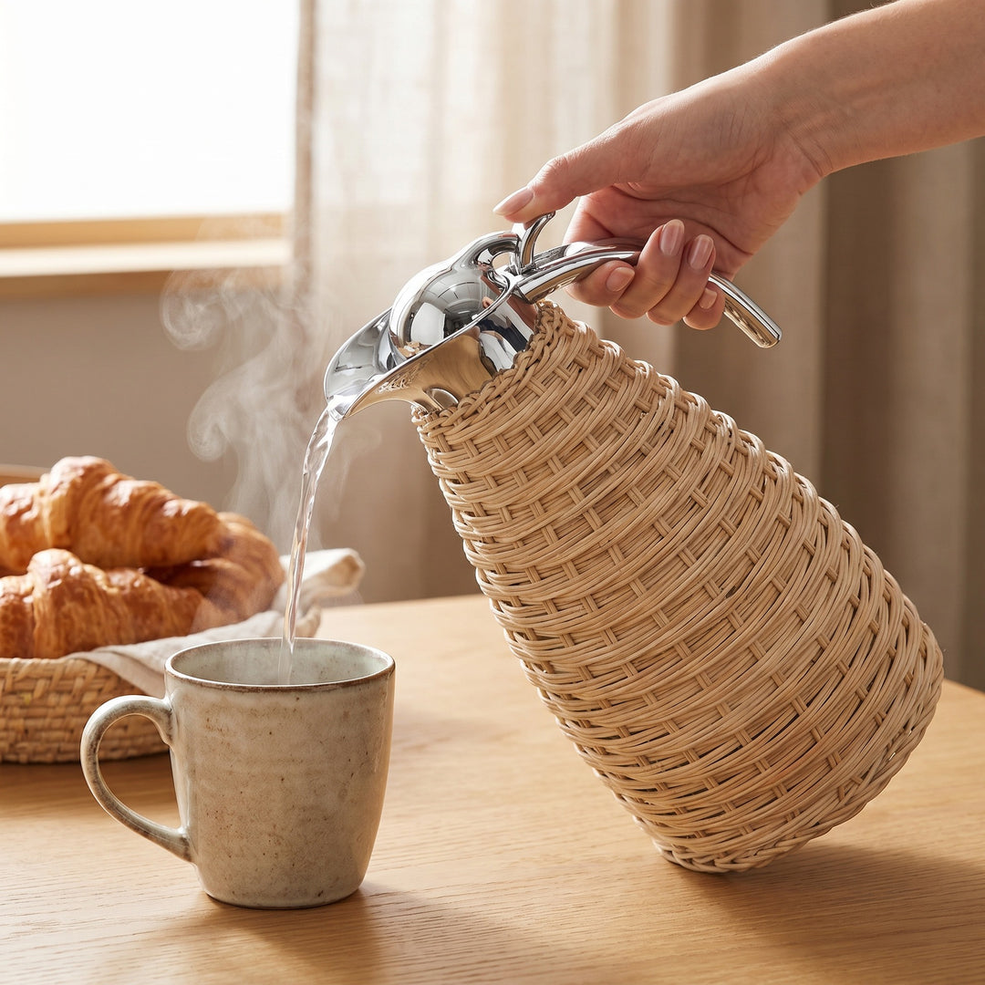 Stylish water carafe with woven design