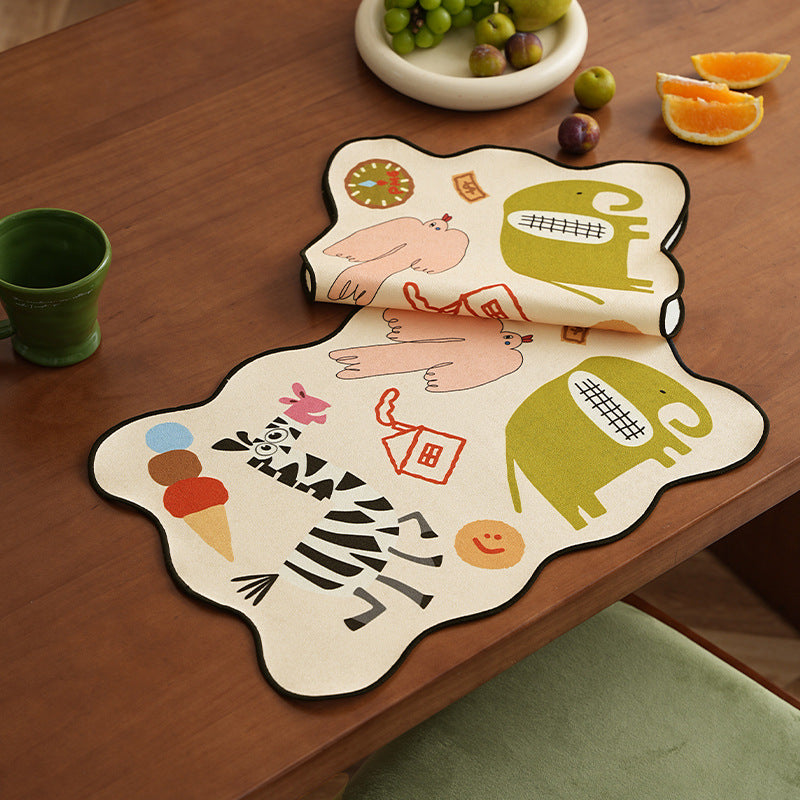 playful kids' placemat made of non-slip washable silicone with animal designs