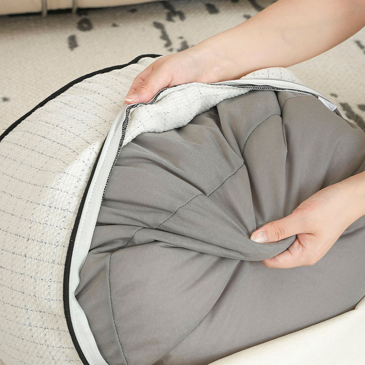 Round floor sitting pouf with EPP foam bead filling and removable zipper