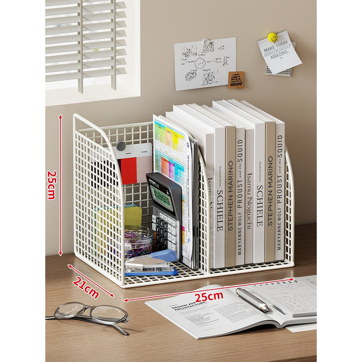 Extra-Wide Modular Metal Desk File Organizer with Adjustable Dividers and Integrated Pen Cup