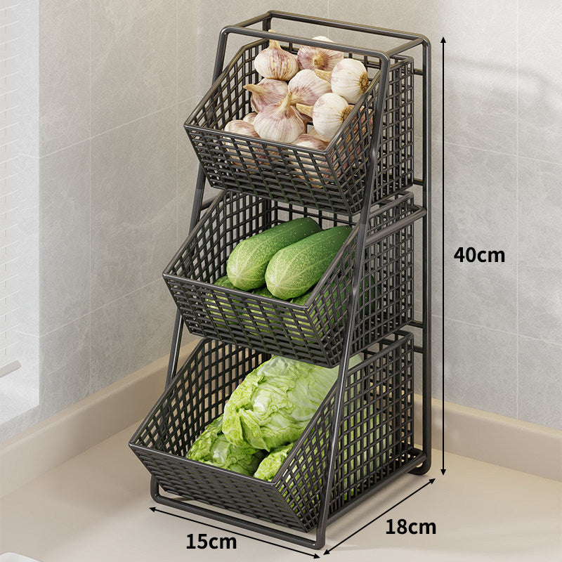 Six-Basket Tiered Mesh Countertop Produce Organizer