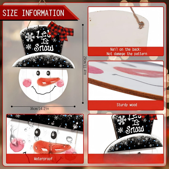 Decorative wooden sign with winter motifs