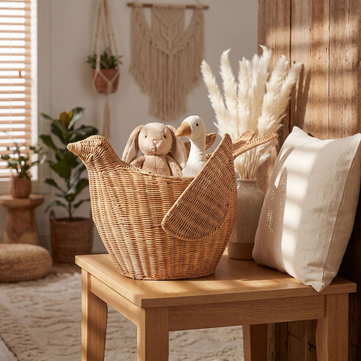 Playful basket in bird design