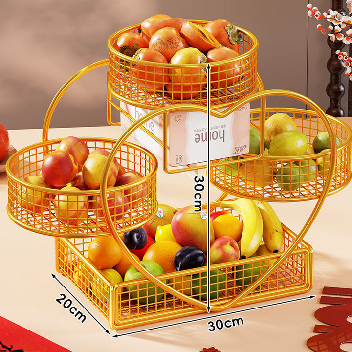 Heart Shaped Three Tier Metal Fruit Basket Organizer
