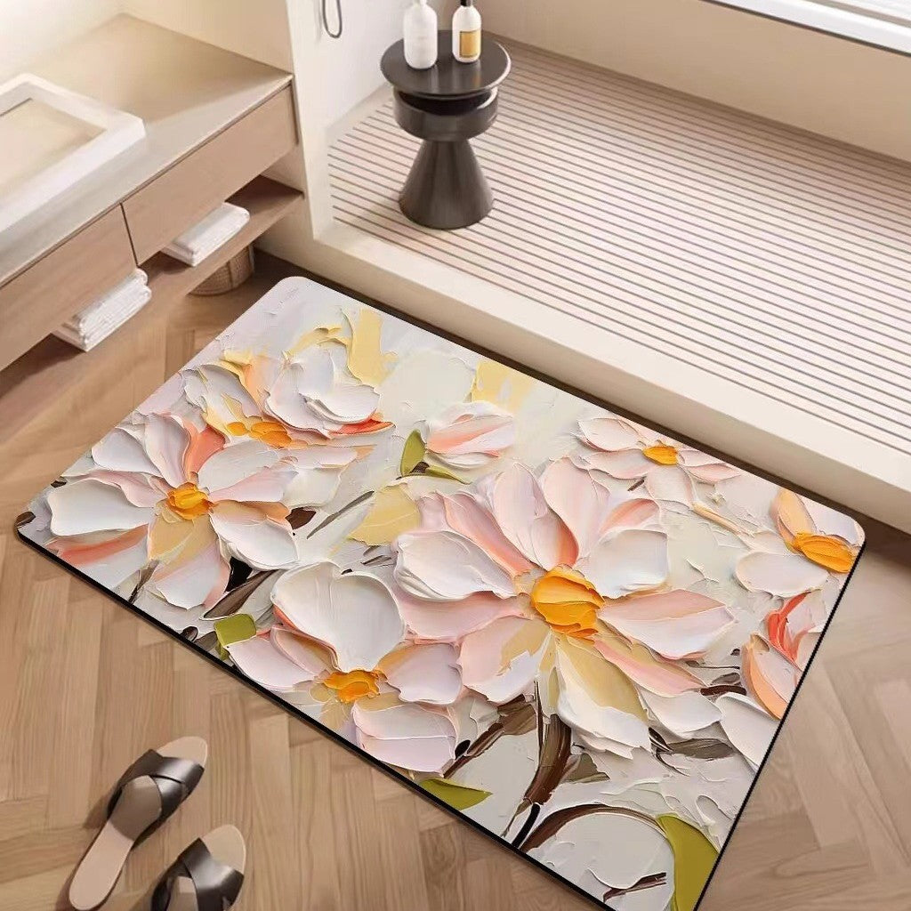 Luxury Textured Floral Bath Mat