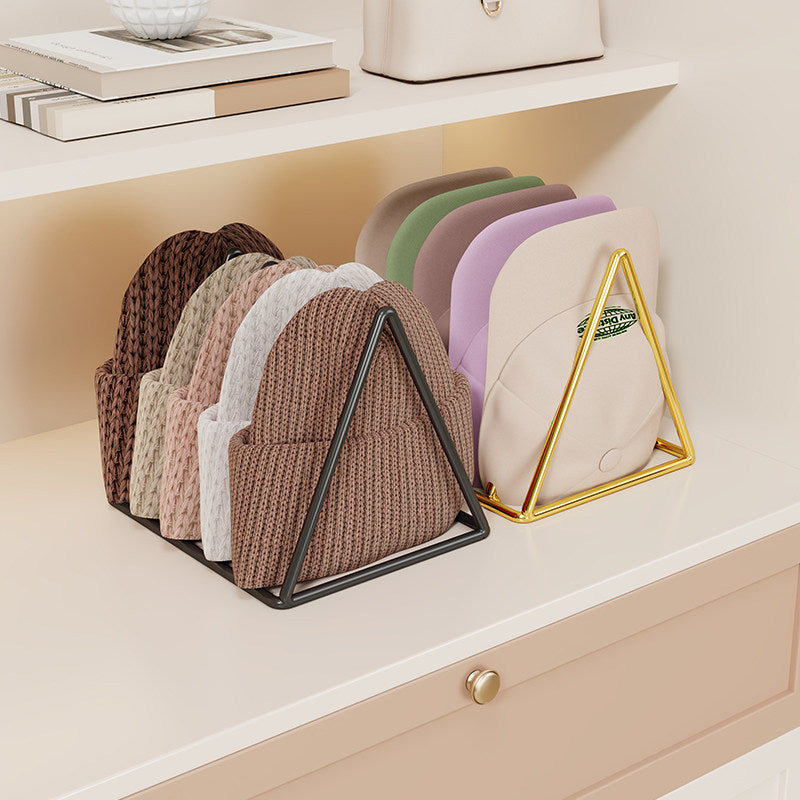 Triangular Metal Beanie and Knit Hat Organizer Rack
