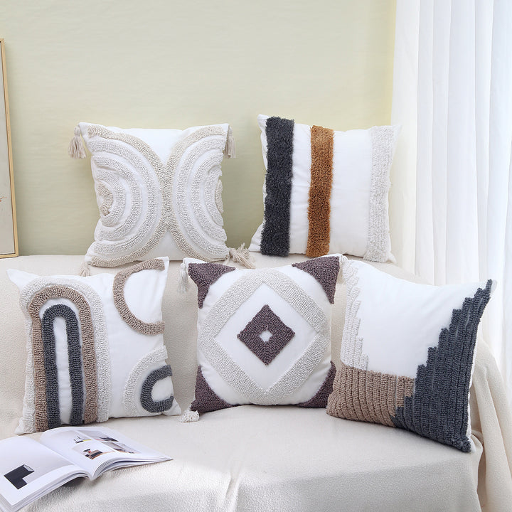 Textured Modern Geometric Throw Pillow