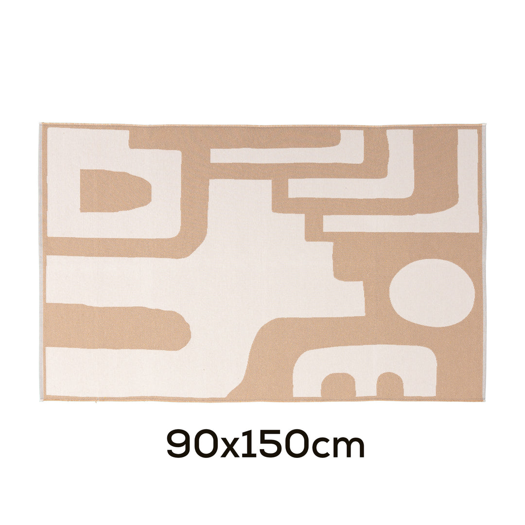 Modern flat-woven carpet runner with abstract geometric design