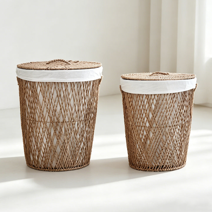 Decorative laundry basket with lid