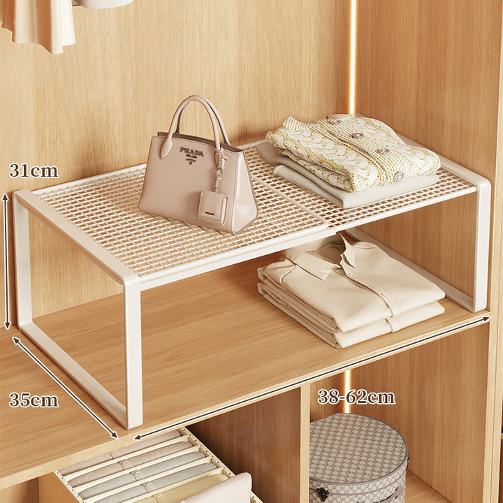 Adjustable Expandable Metal Mesh Shelf Riser for Closet and Wardrobe