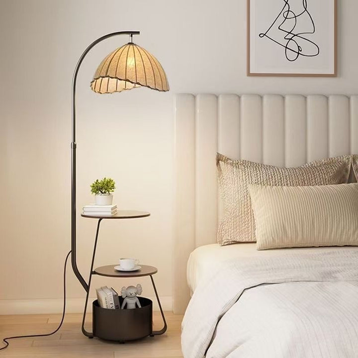 Modern Arc Floor Lamp with Integrated Side Table
